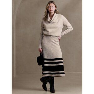 BANANA REPUBLIC Tulsi Blanket Stripe Wool Yak Blend Midi Sweater Skirt, Size S